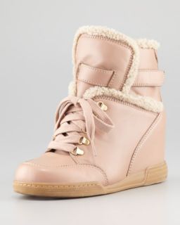 Womens Leather & Faux Shearling Wedge Sneaker   MARC by Marc Jacobs