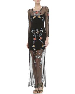 Embroidered Mesh Illusion Dress