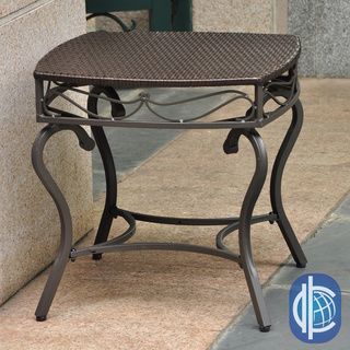 International Caravan Valencia Resin Wicker/ Steel Frame Outdoor Side Table (Brown steel frame, light pecan resin wickerSteel frame coated with an electro phoretic base Weather resistantUV resistantDimensions: 21 inches high x 22 inches wide x 22 inches d