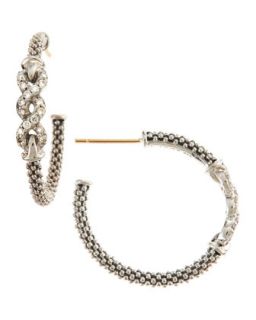 Diamond Knot Caviar Hoop Earrings