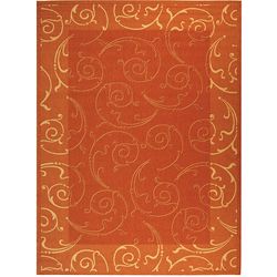 Indoor/ Outdoor Oasis Terracotta/ Natural Rug (67 X 96) (RedPattern: FloralMeasures 0.25 inch thickTip: We recommend the use of a non skid pad to keep the rug in place on smooth surfaces.All rug sizes are approximate. Due to the difference of monitor colo