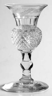 Unknown Crystal Unk7193 Cordial Glass   Clear, Gray Cut Thistles & Leaves