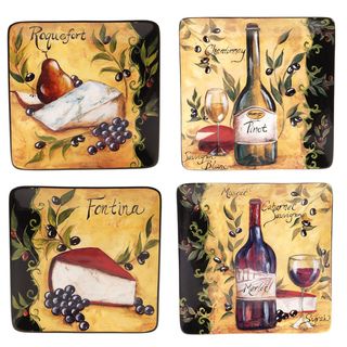 Certified International Wine And Cheese Party Salad Plate (set Of 4)
