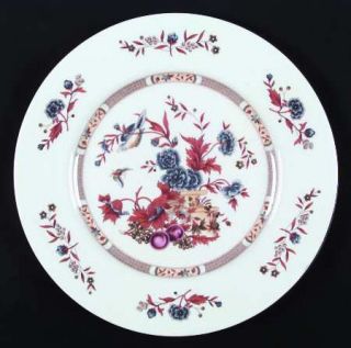 Wedgwood Jamestown Dinner Plate, Fine China Dinnerware   Bone, Blue & Rust Flowe