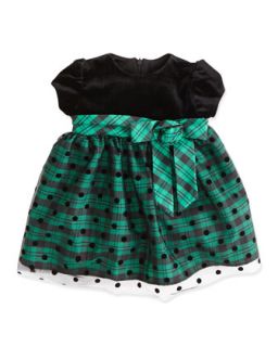 Velvet Bodice Plaid Skirt Dress, 12 24 Months