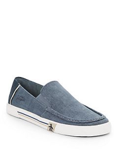 Canvas & Suede Loafers   Blue