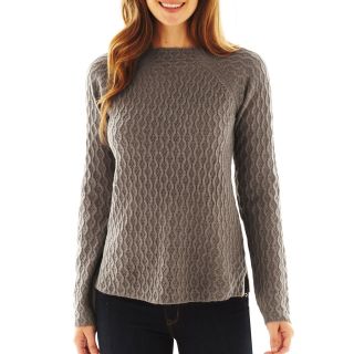 St. Johns Bay Funnel Neck Cable Sweater, Grey, Womens