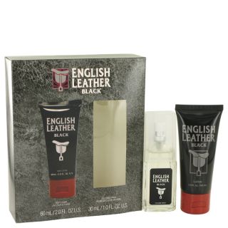 English Leather Black for Men by Dana, Gift Set   1 oz Eau De Cologne Spray + 2