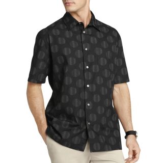 Van Heusen Short Sleeve Morocco Woven Shirt, Black, Mens