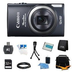 Canon PowerShot ELPH 340 HS 16MP 12x Zoom 3 inch LCD Black Ultimate Kit