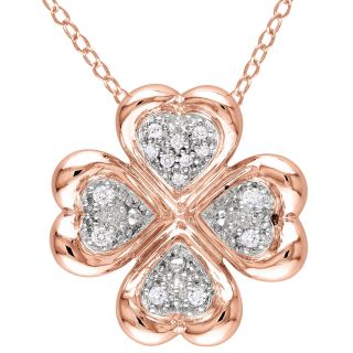 ONLINE ONLY   1/10 CT. T.W. Diamond Clover Pendant, Rose, Womens