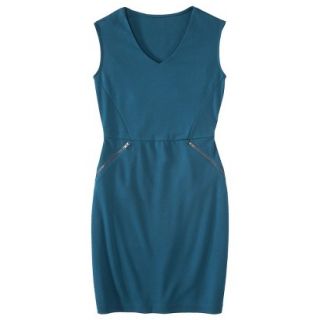 Mossimo Womens Ponte V neck Zippered Pocket Dress   Blue L