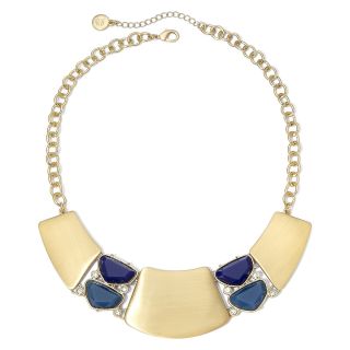LIZ CLAIBORNE Gold Tone & Blue Stone Collar Necklace