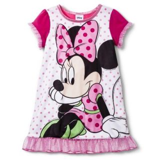 Disney Minnie Mouse Toddler Girls Short Sleeve Nightgown   Pink 5T