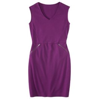 Mossimo Womens Ponte V neck Zippered Pocket Dress   Purple S