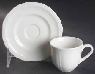 Mikasa Antique White Flat Demitasse Cup & Saucer Set, Fine China Dinnerware   Al