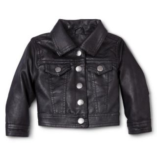 Dollhouse Infant Toddler Girls Faux Leather Jacket   Black 4T