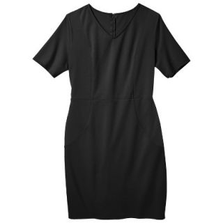 Merona Womens Plus Size V Neck Colorblock Ponte Dress   Black 3