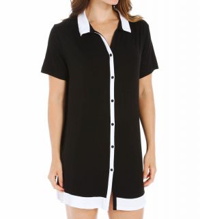 Anne Klein 8210382 Black & White Short Sleeve Sleepshirt
