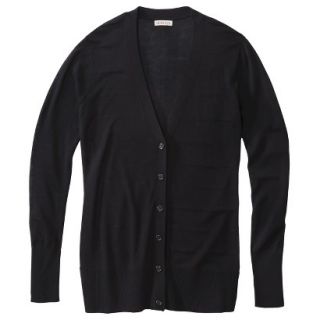 Merona Petites Long Sleeve Boyfrien Cardigan Sweater   Black XSP
