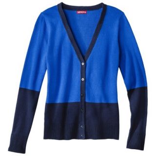 Merona Womens Ultimate V Neck Cardigan Sweater   Blue Colorblock   M
