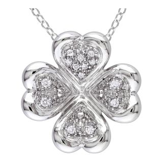 ONLINE ONLY   1/10 CT. T.W. Diamond Clover Pendant, White, Womens