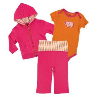 Yoga Sprout Newborn Girls Bodysuit and Pant Set   Pink/Orange 0 3 M