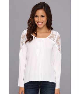 Nicole Miller Boho Lace Top Womens Blouse (White)