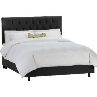 Skyline King Bed Skyline Furniture Edwardian Upholstered Velvet Bed   Black