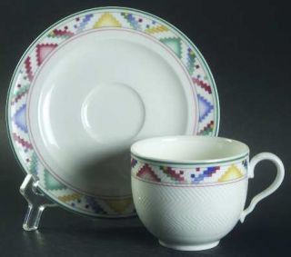 Villeroy & Boch Indian Look Flat Cup & Saucer Set, Fine China Dinnerware   Multi