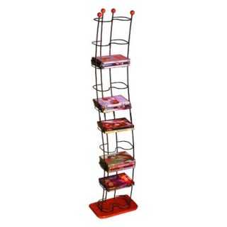 Media Tower: Wave Innovative Steel and Red Brown (Cherry) Storage Tower