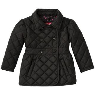Dollhouse Infant Toddler Girls Quilted Trench Coat   Black 24 M