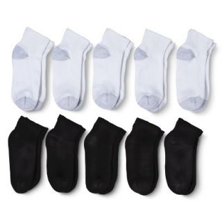 Hanes Womens 10 Pack Ankle Socks   Black/White 5 9