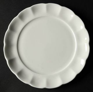 Roscher & Co Scalloped Salad Plate, Fine China Dinnerware   Bone,White,Fluted Ri