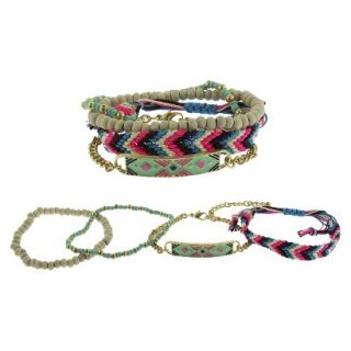 Womens Four Piece Woven/Stretch Friendship Bracelets with Beads and Casted