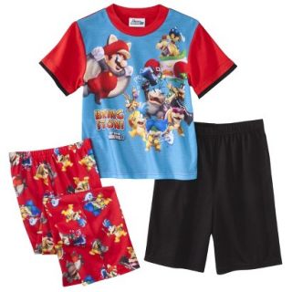 Super Mario Brothers Boys 3 Piece Short Sleeve Pajama Set   6 Red