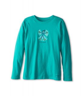 Life is good Kids Crusher L/S Jackie Snow Angel Tee Girls Long Sleeve Pullover (Green)