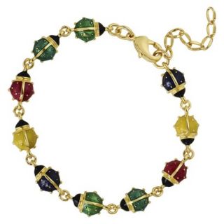 Lily Nily 18K Gold Overlay Enamel Childrens Ladybug Link Bracelet   Multicolor
