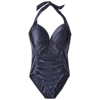 Merona Womens Halter 1 Piece Swimsuit  Navy XL