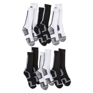 Boys Cherokee Black/White 6 pair Crew Socks 5.5 8.5