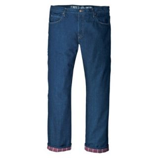 Dickies Mens Relaxed Straight Fit Flannel Lined Jean   Rinsed Indigo Blue 44x30
