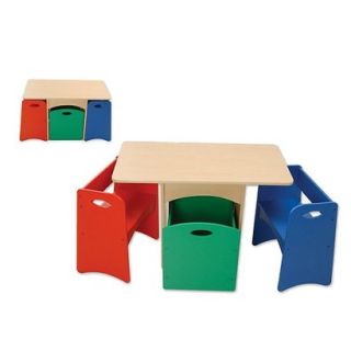 Kids Table and Chair Set: Natural Table with Primary Chairs