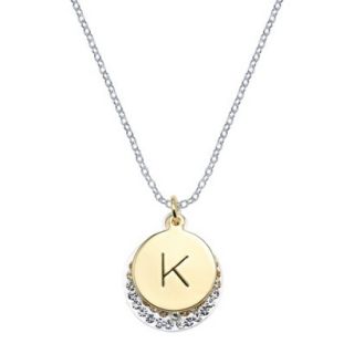 Silver Plated Necklace Charm with Initial K   Clear