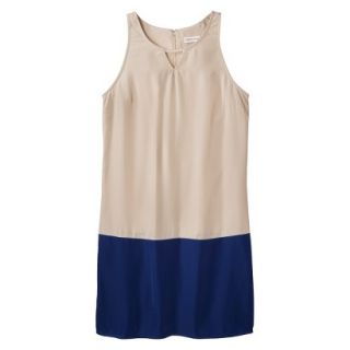 Merona Womens Colorblock Hem Shift Dress   Hamptons Beige/Waterloo Blue   S