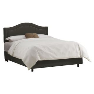 Skyline Full Bed: Skyline Furniture Merion Inset Nailbutton Bed   Charcoal