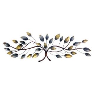 Gold and Blue Leaf and Vine Wall Sculpture