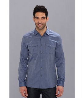 John Varvatos Star U.S.A. Slim Fit Double Pocket Shirt W932Q1L Mens Long Sleeve Button Up (Blue)