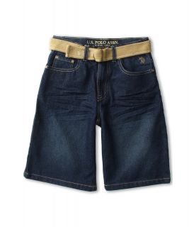 U.S. Polo Assn Kids 5 Pocket Belted Short Boys Shorts (Blue)