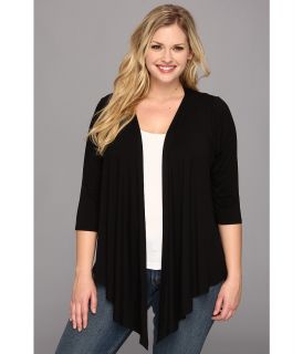 Karen Kane Plus Size 3/4 Sleeve Drape Jacket Womens Sweater (Black)