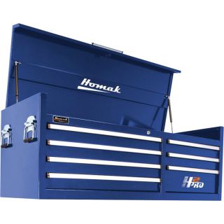 Homak H2PRO 56 Inch 7 Drawer Top Tool Chest   Blue, 55 3/4 Inch W x 21 3/4 Inch